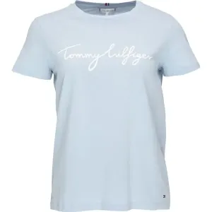 Tommy Hilfiger REG C-NK SIGNATURE TEE Damen T-Shirt, hellblau, größe L