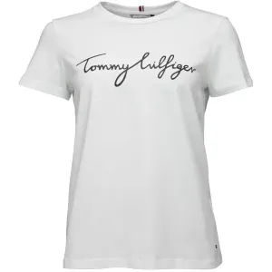 Tommy Hilfiger REG C-NK SIGNATURE TEE Damen T-Shirt, weiß, größe L