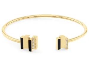 Tommy Hilfiger Modernes, offenes, vergoldetes Armband mit Kristallen Layered 2780846