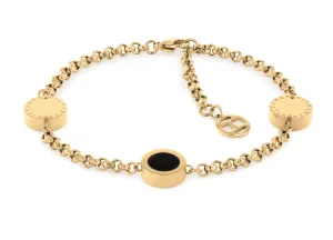 Tommy Hilfiger Modernes vergoldetes Armband mit Onyx Iconic Circle 2780659