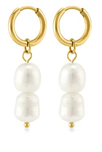 Troli Bezaubernde vergoldete Ohrringe mit echten Perlen 2 in 1 VAAJDE201861G