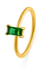 Troli Bezaubernder vergoldeter Ring mit einem grünen Zirkon 51 mm