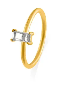 Troli Bezaubernder vergoldeter Ring mit einem klaren Zirkon 51 mm