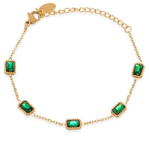 Troli Bezauberndes vergoldetes Armband mit grünen Kristallen