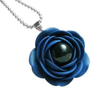Troli Blaue Halskette mit schwarzen Perlenblüten