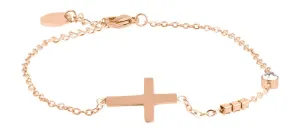 Troli Bronze minimalistisches Armband mit Kreuz VCBW024RG