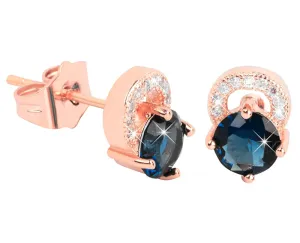 Troli Bronzefarbene funkelnde Ohrringe mit blauen Kristallen