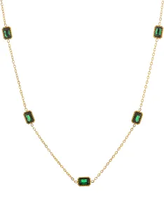 Troli Charmante vergoldete Halskette mit grünen Kristallen
