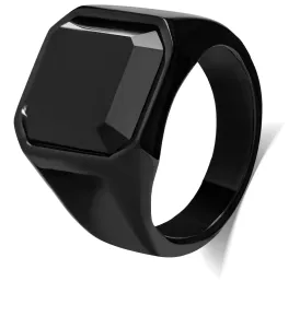 Troli Massiver Ring mit schwarzem Kristall 56 mm