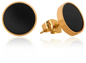 Troli Moderne vergoldete Ohrringe mit schwarze Mitte,