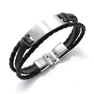Troli Modernes schwarzes Armband für Männer Leather VPH1301A