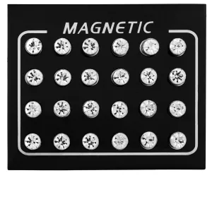 Troli Modernes Set magnetischer Ohrringe mit klaren Kristallen (Perlen, Mini-Brosche)