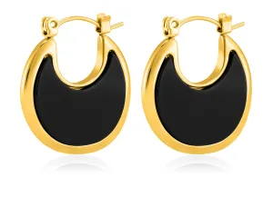 Troli Modische vergoldete Ohrringe mit Onyx VAAJDE201446G-BK