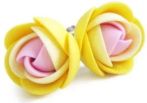 Troli Rosa-gelbe Ohrringe mit Blumen