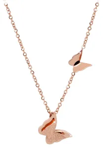 Troli Rosa vergoldete Schmetterling-Halskette KNSC-257-RG