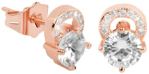 Troli Rosevergoldete glitzernde Ohrringe mit klaren Kristallen