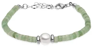 Troli Sanftes grünes Perlenarmband mit Perle VESB0712S-E