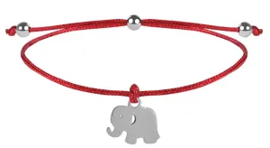 Troli Schnur-Armband Elefant Rot/Stahl