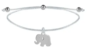 Troli Schnur-Armband Elefant Weiß/Stahl