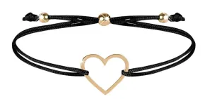 Troli Schnur-Armband mit Herzen Schwarz/Gold