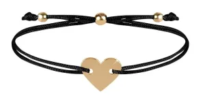 Troli Schnur-Armband mit Herzen Schwarz/Gold
