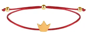Troli Schnur-Armband Krone Rot/Gold