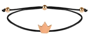 Troli Schnur-Armband Krone Schwarz/Bronze