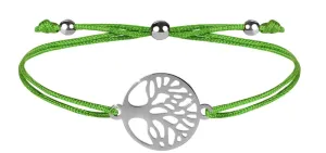Troli Schnur-Armband mit Baum des Lebens Grün/Stahl