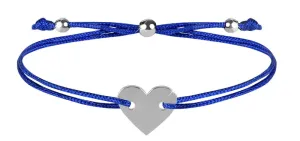 Troli Schnur-Armband mit Herzen Blau/Stahl
