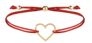 Troli Schnur-Armband mit Herzen Rot/Gold