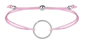 Troli Schnur-Armband mit Kreis Rosa/Stahl