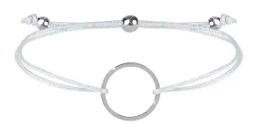 Troli Schnur-Armband mit Kreis Weiss/Stahl