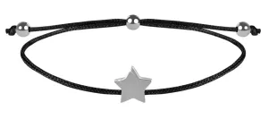 Troli Schnur-Armband mit Stern Schwarz/Stahl