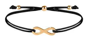 Troli Schnur-Armband mit Unendlichkeit-Symbol Schwarz / Gold