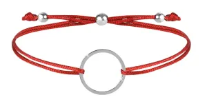 Troli Schnur-Armband mit Ring Rot/Stahl