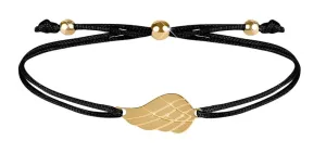 Troli Schnur-Armband mit Engelsflügel Schwarz/Gold