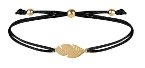 Troli Schnur-Armband mit Feder Schwarz/Gold