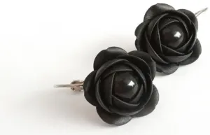 Troli Schwarze baumelnde Ohrringe mit Perlenblüten