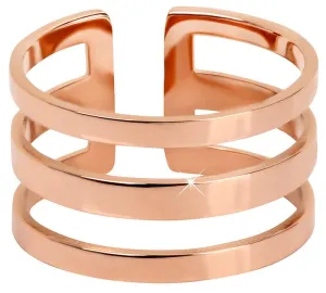 Troli Stilvoller dreifacher Ring aus rosevergoldetem Stahl