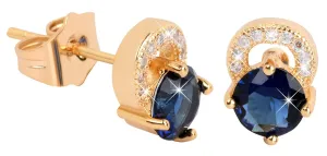 Troli Vergoldete glitzernde Ohrringe mit blauen Kristallen