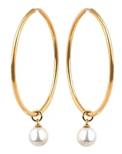 Troli Vergoldete runde Ohrringe mit Perle 2in1 VJMS002ER