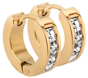 Troli Vergoldete Stahl Ohrringe Kreise mit Kristallen