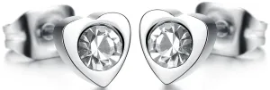 Troli Winzige herzförmige Ohrringe mit Kristall 0,8 cm