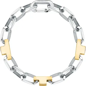 Trussardi Bicolor-Armband aus massivem Stahl T-Logo TJAXC15