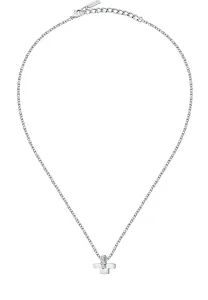 Trussardi Stilvolle Halskette aus Stahl mit Kristallen T-Logo TJAXC14 (Kette, Anhänger)