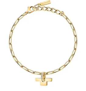 Trussardi Stilvolles vergoldetes Armband mit Kristallen T-Logo TJAXC24