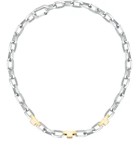 Trussardi Zweifarbige Halskette aus massivem Stahl T-Logo TJAXC01