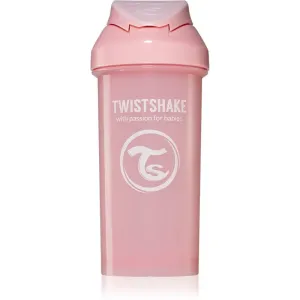 TWISTSHAKE Twistshake nicht fließende Flasche mit einem Strohhalm 360 ml 6m + pastelově růžová
