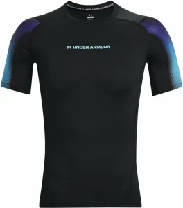 Under Armour Men's UA HeatGear Armour Novelty Short Sleeve Black/Blue Surf XL Fitness T-Shirt