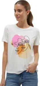 Vero Moda Damen-T-Shirt VMIFACEY Relaxed Fit 10306773 Snow White PINK FACE M